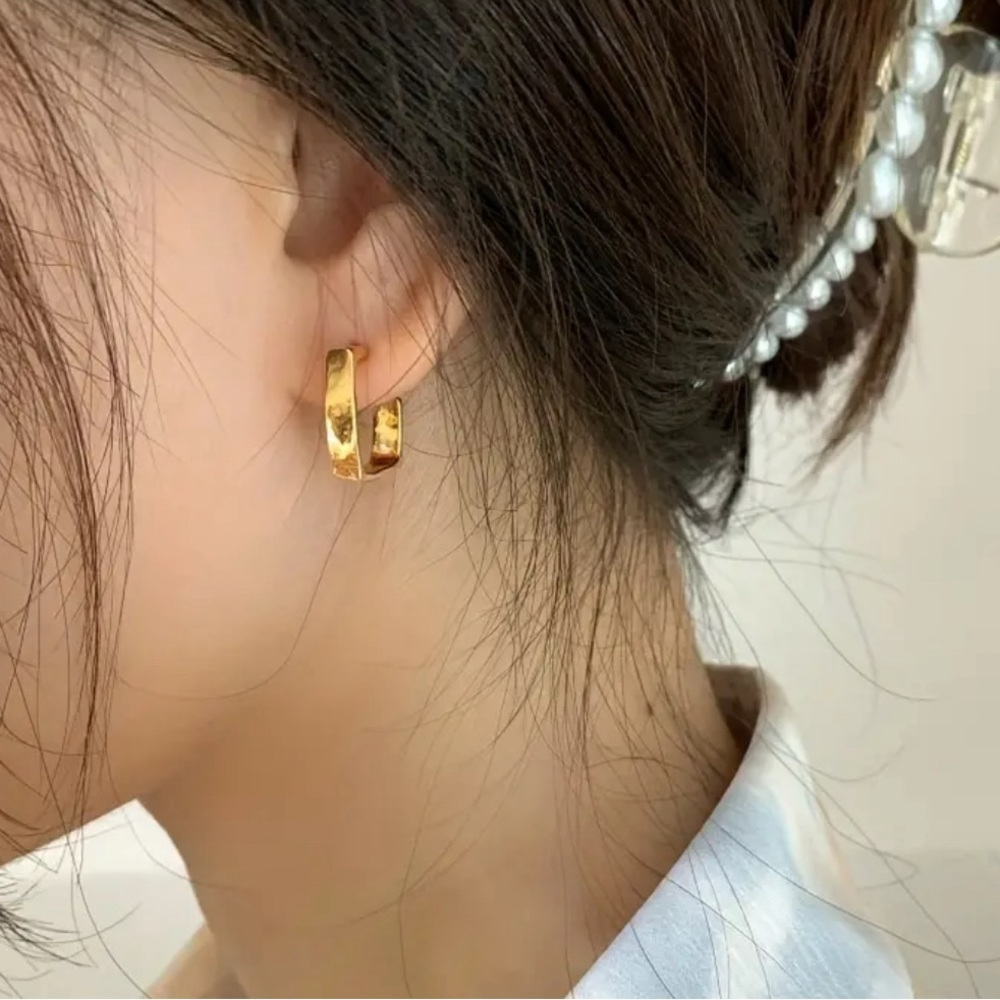 NWT! Plain Square Metal Earrings